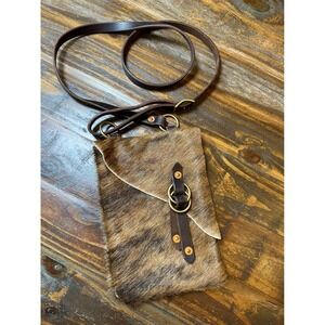 Rivet Leatherworks Brindle Hair on Hide Leather Western Crossbody Bag Brown